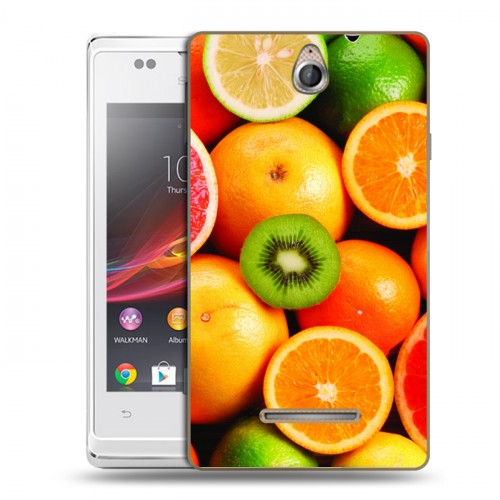 Дизайнерский пластиковый чехол для Sony Xperia E Фрукты текстуры