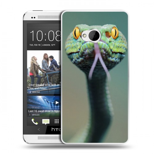 Дизайнерский пластиковый чехол для HTC One (M7) Dual SIM Змеи