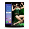 Дизайнерский пластиковый чехол для Huawei Y3 (2017) Weeds