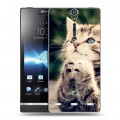 Дизайнерский пластиковый чехол для Sony Xperia S Котята