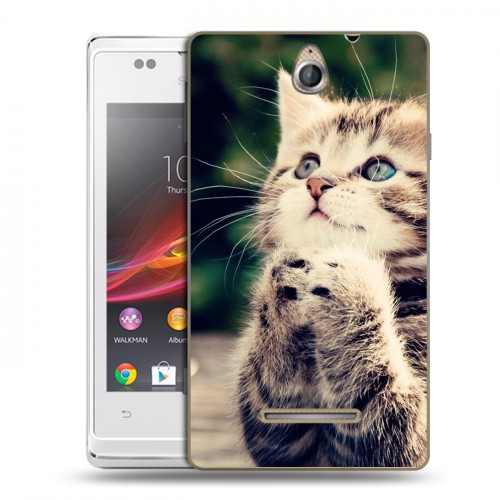 Дизайнерский пластиковый чехол для Sony Xperia E Котята