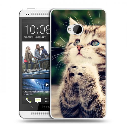 Дизайнерский пластиковый чехол для HTC One (M7) Dual SIM Котята
