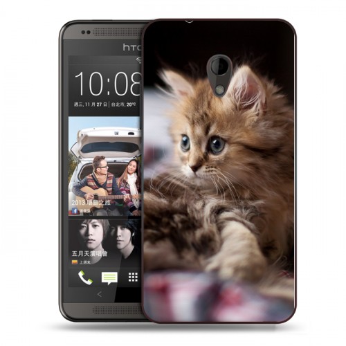 Дизайнерский пластиковый чехол для HTC Desire 700 Котята