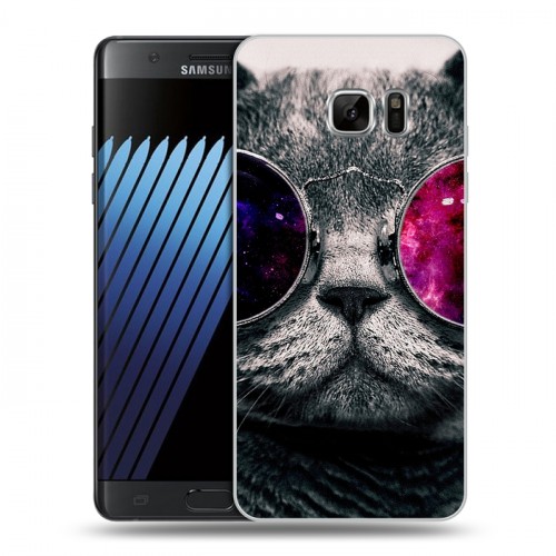 Дизайнерский пластиковый чехол для Samsung Galaxy Note 7 Неоновый кот