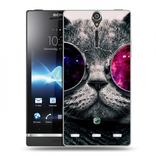 Дизайнерский пластиковый чехол для Sony Xperia S Неоновый кот