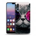 Дизайнерский силиконовый с усиленными углами чехол для Huawei P20 Pro Неоновый кот