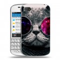 Дизайнерский пластиковый чехол для BlackBerry Q10 Неоновый кот