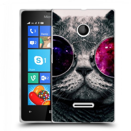 Дизайнерский пластиковый чехол для Microsoft Lumia 435 Неоновый кот