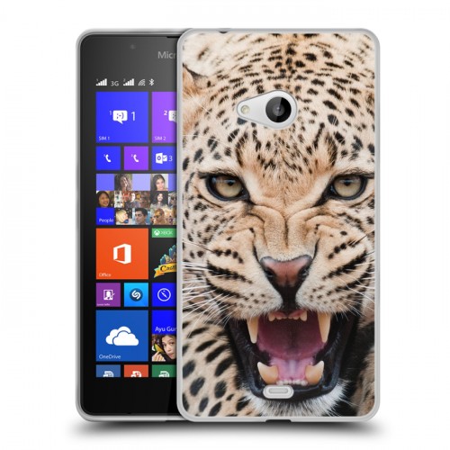 Дизайнерский пластиковый чехол для Microsoft Lumia 540 Леопард