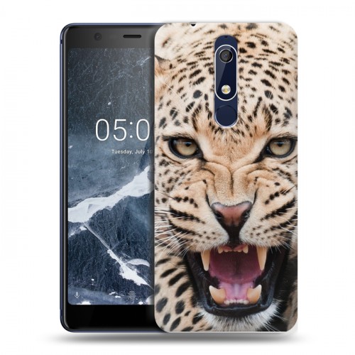 Дизайнерский пластиковый чехол для Nokia 5.1 Леопард