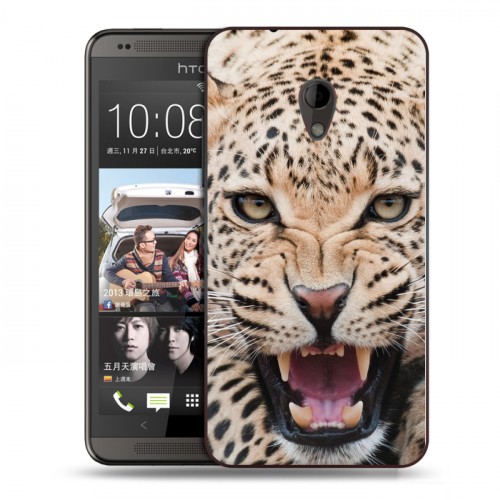 Дизайнерский пластиковый чехол для HTC Desire 700 Леопард