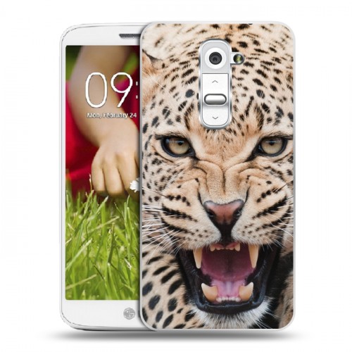 Дизайнерский пластиковый чехол для LG Optimus G2 mini Леопард