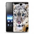 Дизайнерский пластиковый чехол для Sony Xperia TX Леопард