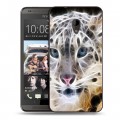 Дизайнерский пластиковый чехол для HTC Desire 700 Леопард