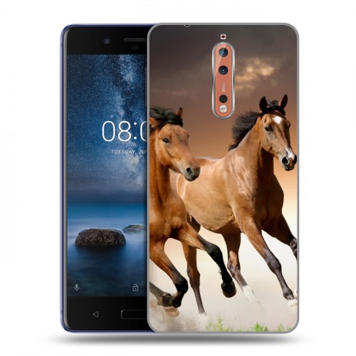 Дизайнерский пластиковый чехол для Nokia 8 Лошади