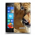 Дизайнерский пластиковый чехол для Microsoft Lumia 435 Львы