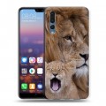 Дизайнерский силиконовый с усиленными углами чехол для Huawei P20 Pro Львы