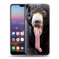 Дизайнерский силиконовый с усиленными углами чехол для Huawei P20 Pro Медведи