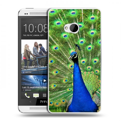 Дизайнерский пластиковый чехол для HTC One (M7) Dual SIM Павлины