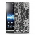 Дизайнерский пластиковый чехол для Sony Xperia S Черные кружева