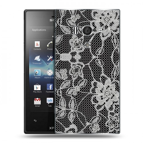 Дизайнерский пластиковый чехол для Sony Xperia acro S Черные кружева