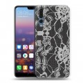 Дизайнерский силиконовый с усиленными углами чехол для Huawei P20 Pro Черные кружева