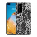 Дизайнерский силиконовый с усиленными углами чехол для Huawei P40 Черные кружева