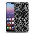 Дизайнерский силиконовый с усиленными углами чехол для Huawei P20 Pro Черные кружева