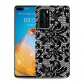 Дизайнерский пластиковый чехол для Huawei P40 Черные кружева