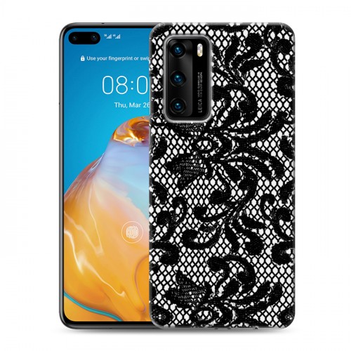 Дизайнерский пластиковый чехол для Huawei P40 Черные кружева