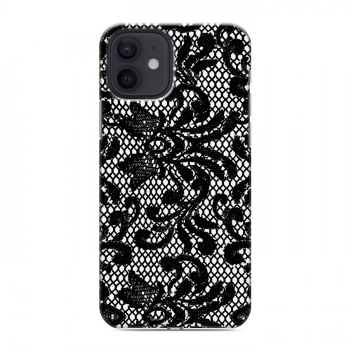 Дизайнерский силиконовый чехол для Iphone 12 Черные кружева