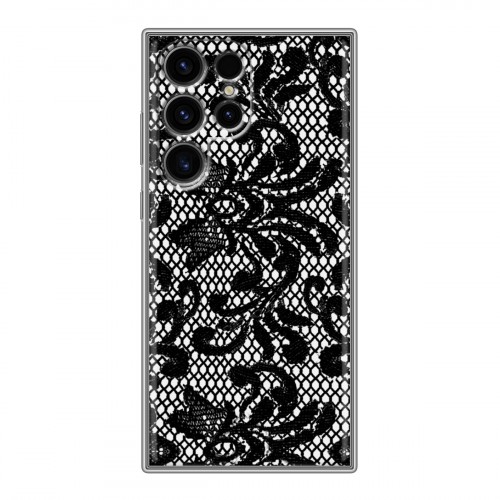 Дизайнерский пластиковый чехол для Samsung Galaxy S24 Ultra Черные кружева