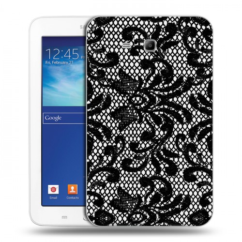Дизайнерский силиконовый чехол для Samsung Galaxy Tab 3 Lite Черные кружева