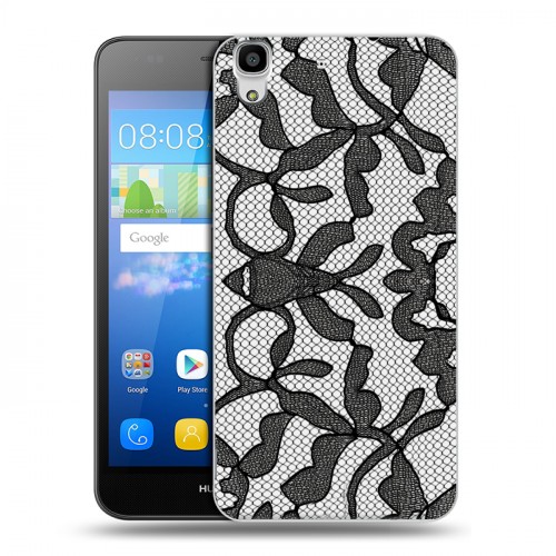 Дизайнерский пластиковый чехол для Huawei Y6 Черные кружева