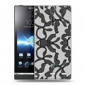 Дизайнерский пластиковый чехол для Sony Xperia S Черные кружева