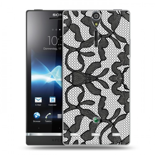 Дизайнерский пластиковый чехол для Sony Xperia S Черные кружева