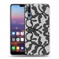 Дизайнерский силиконовый с усиленными углами чехол для Huawei P20 Pro Черные кружева