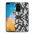 Дизайнерский силиконовый с усиленными углами чехол для Huawei P40 Черные кружева