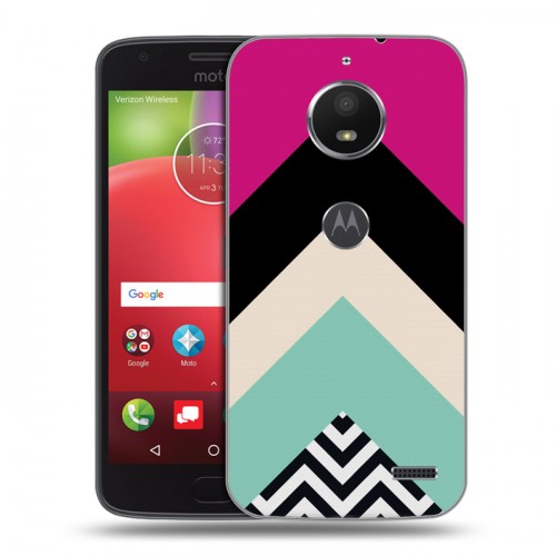 Дизайнерский пластиковый чехол для Motorola Moto E4 Блоки шевроны