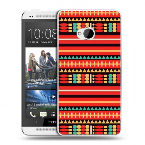Дизайнерский пластиковый чехол для HTC One (M7) Dual SIM Этнические мотивы