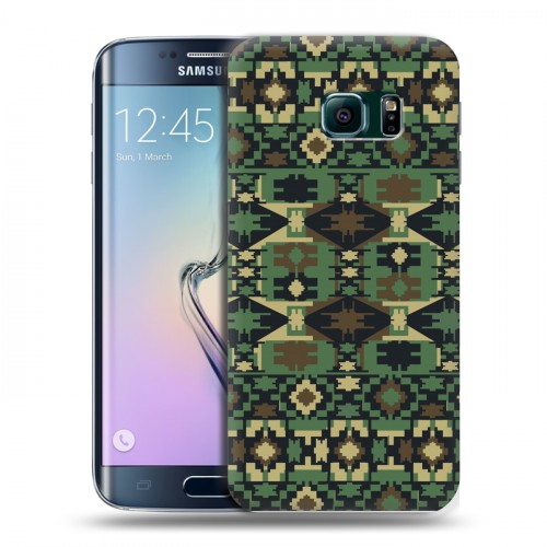 Дизайнерский пластиковый чехол для Samsung Galaxy S6 Edge Ацтек камуфляж