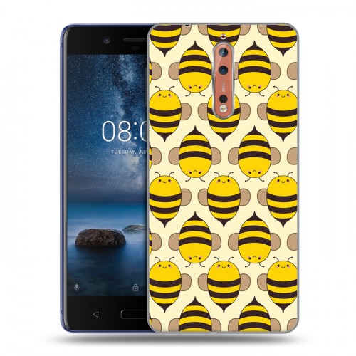 Дизайнерский пластиковый чехол для Nokia 8 Пчелиные узоры