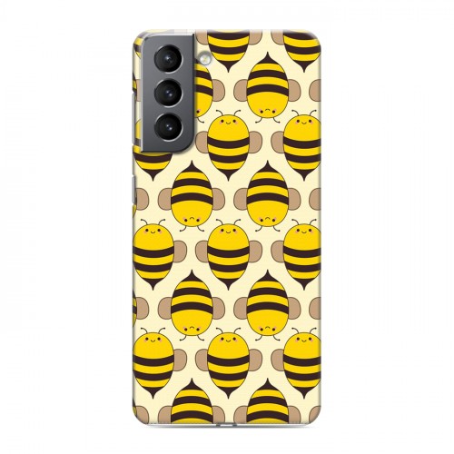 Дизайнерский пластиковый чехол для Samsung Galaxy S21 Пчелиные узоры