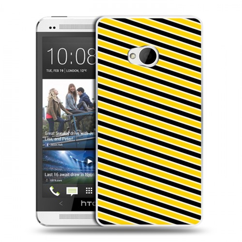 Дизайнерский пластиковый чехол для HTC One (M7) Dual SIM Пчелиные узоры