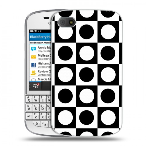 Дизайнерский пластиковый чехол для BlackBerry Q10 Черно-белые фантазии