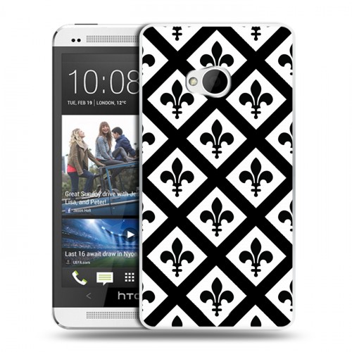 Дизайнерский пластиковый чехол для HTC One (M7) Dual SIM Черно-белые фантазии