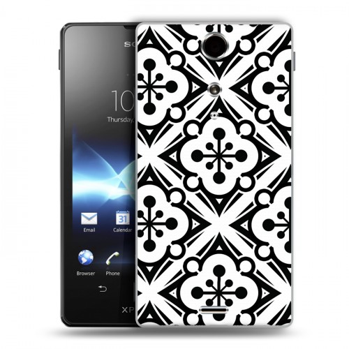 Дизайнерский пластиковый чехол для Sony Xperia TX Черно-белые фантазии