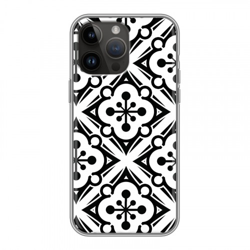 Дизайнерский силиконовый с усиленными углами чехол для Iphone 14 Pro Max Черно-белые фантазии