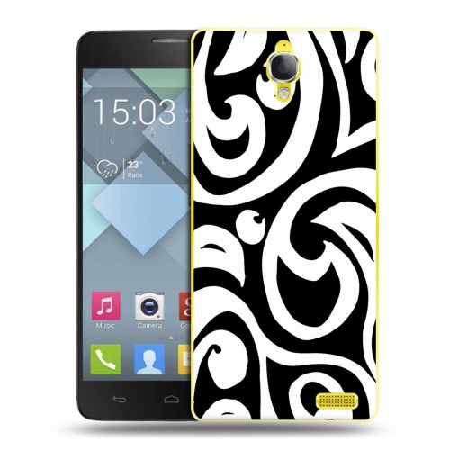 Дизайнерский пластиковый чехол для Alcatel One Touch Idol X Черно-белые фантазии