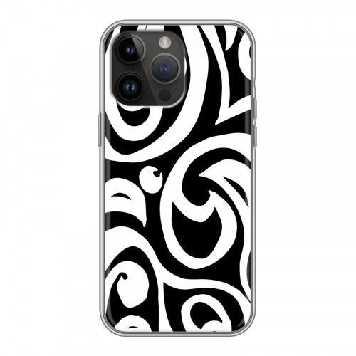 Дизайнерский силиконовый чехол для Iphone 14 Pro Max Черно-белые фантазии
